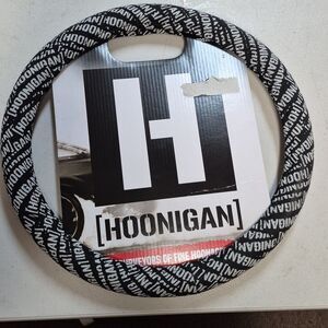 Hoonigan Black and White Lettering Steering Wheel Cover - New